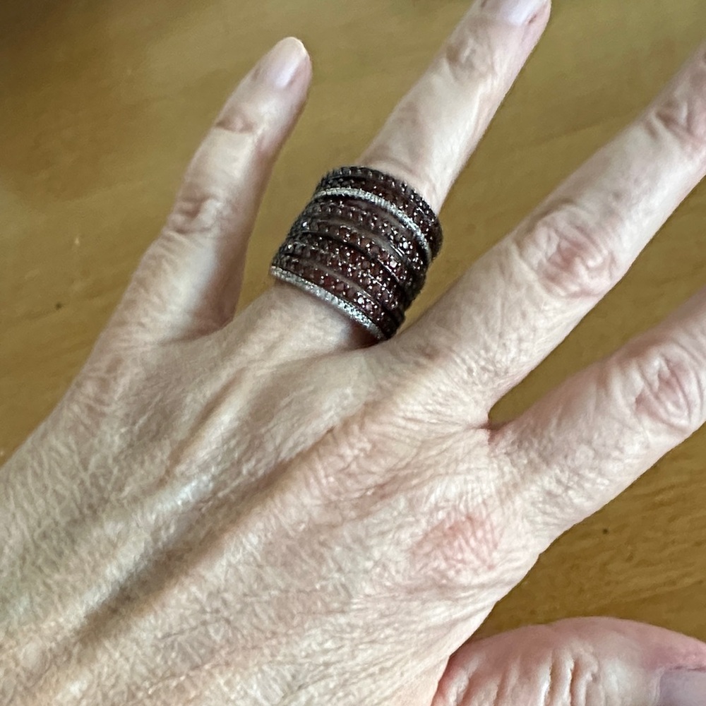 Garnet 925 Sterling Silver Statement Ring Size 8 - image 3